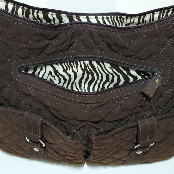 Vera Bradley Purse Microfiber Zebra Vinyl Lined Quilted Toiletry Travel Handbag - Picture 2 of 12